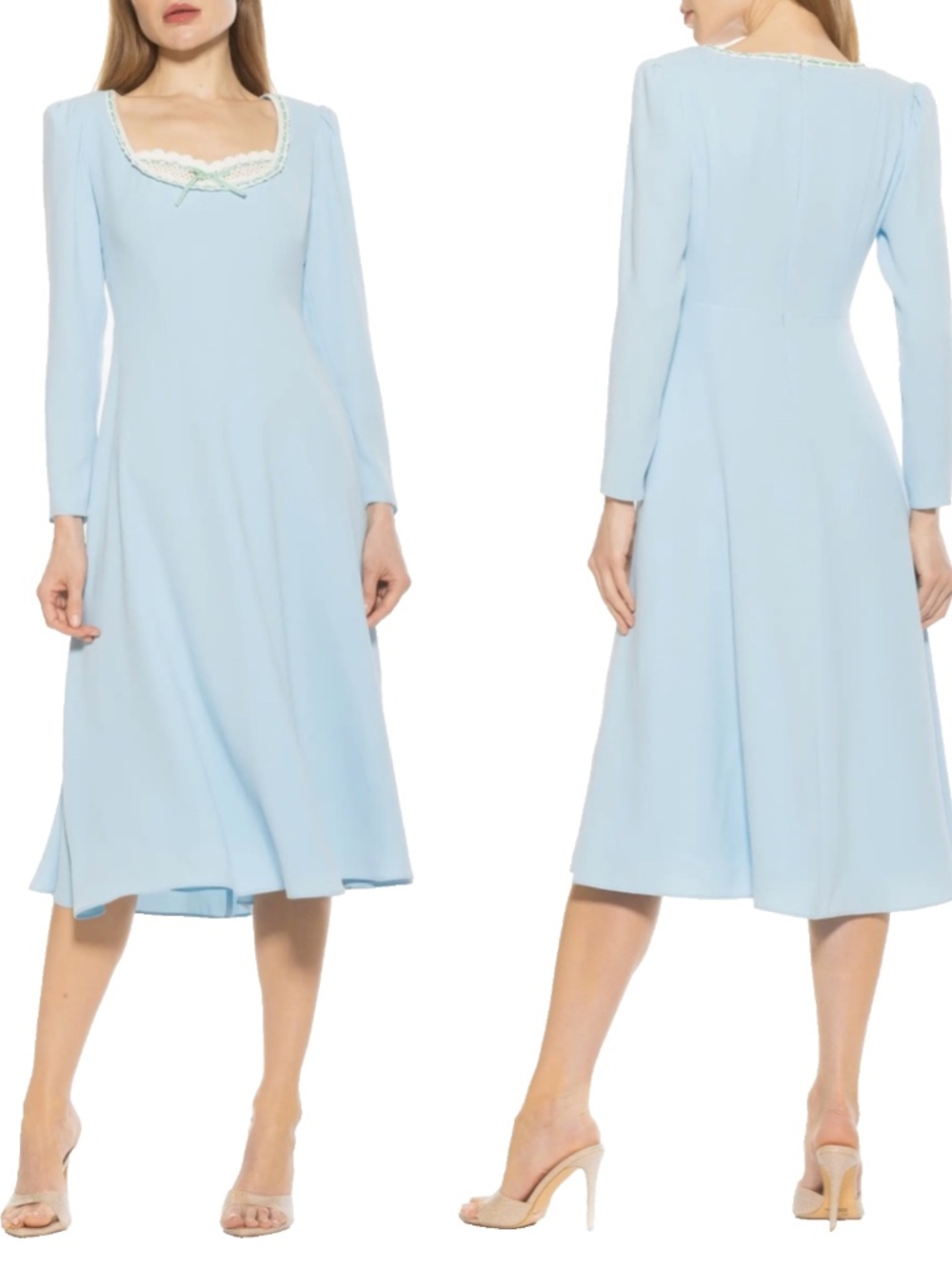 NEW ALEXIA ADMOR Blue Zenaida PRAIRIE Vintage Inspo FIT & FLARE MIDI DRESS 6